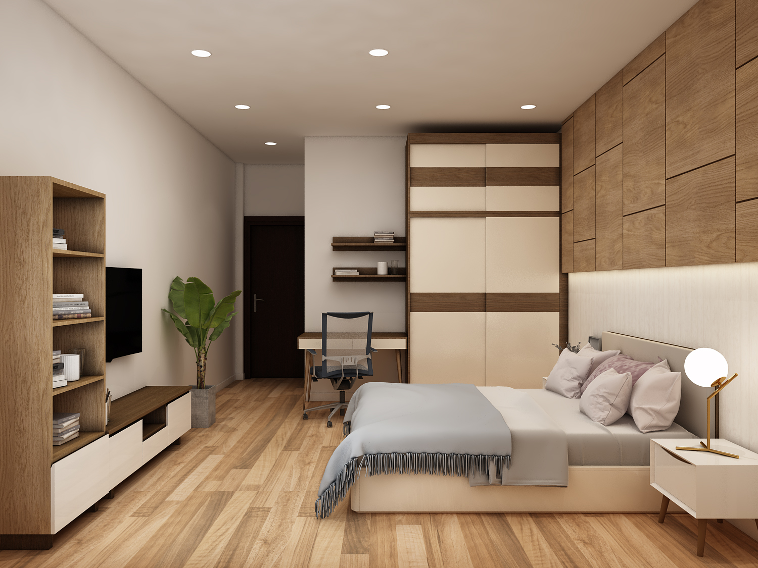 Thi công nội thất phòng ngủ trọn gói đẹp hiện đại số 1 Thạch Thất - Hà Nội